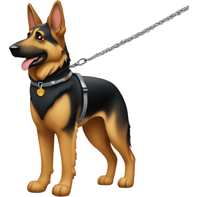 German shepherd on leash emoji