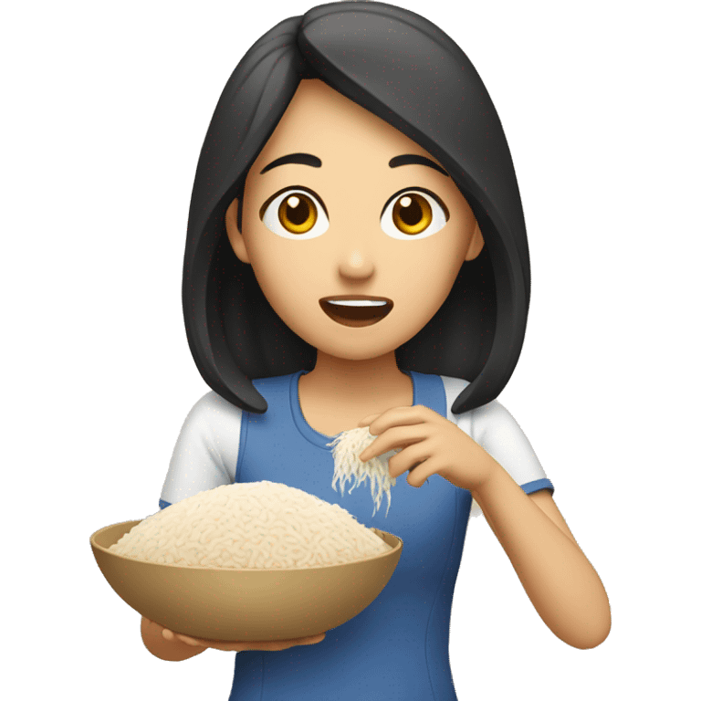 asian girl eating rice emoji