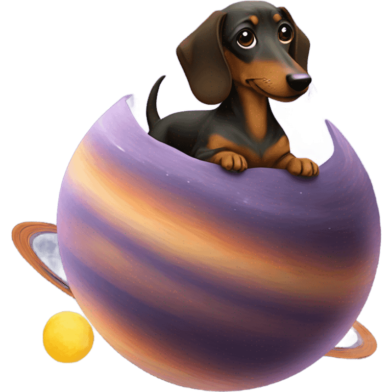 Dachshund on a planet  emoji