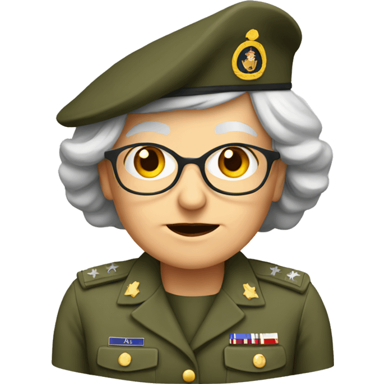 Old lady in military uniform emoji