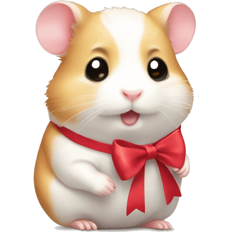 Cute hamster with a bow emoji