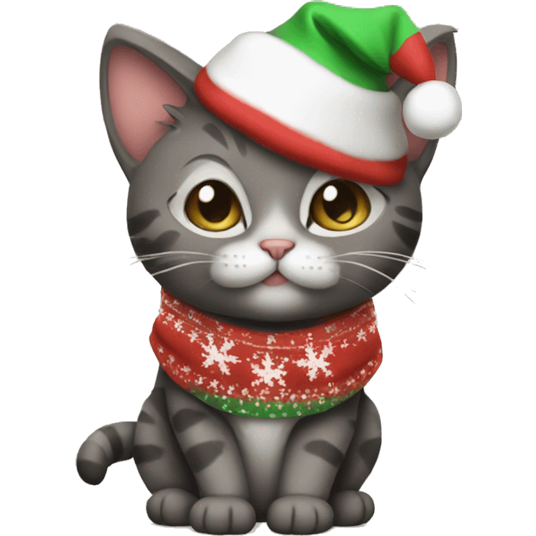 Cat wearing a christmas hoodie emoji