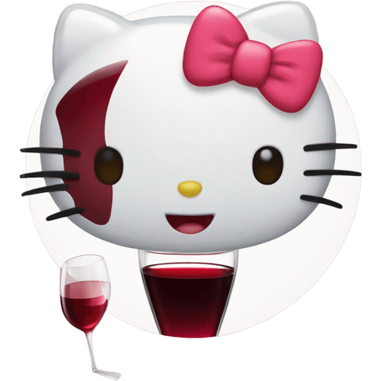 Hello Kitty drinking red wine emoji