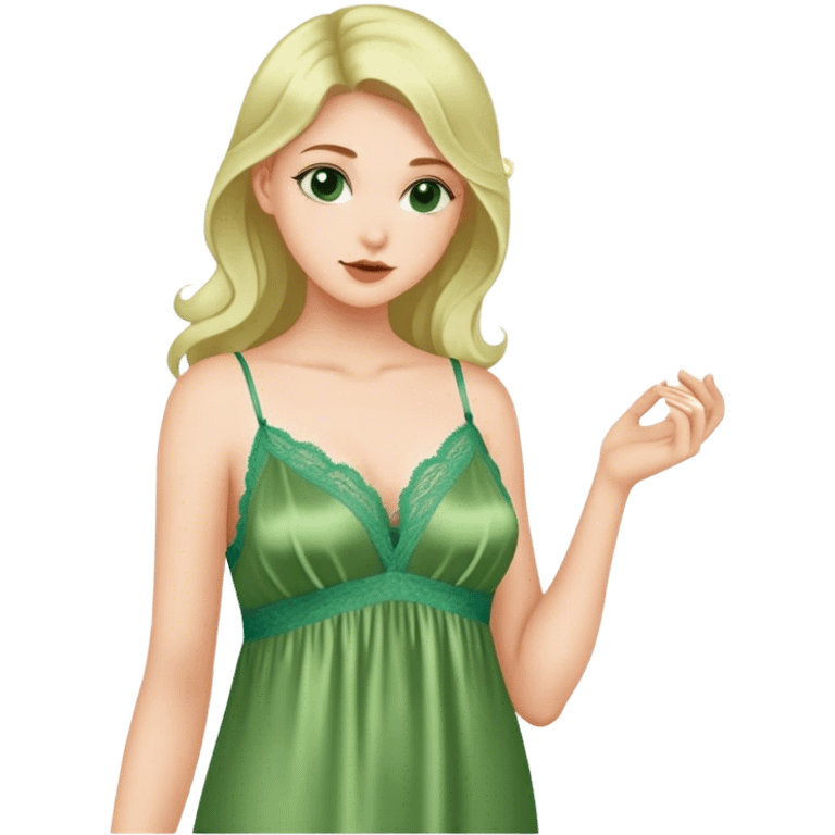 green silk nightgown with lace emoji