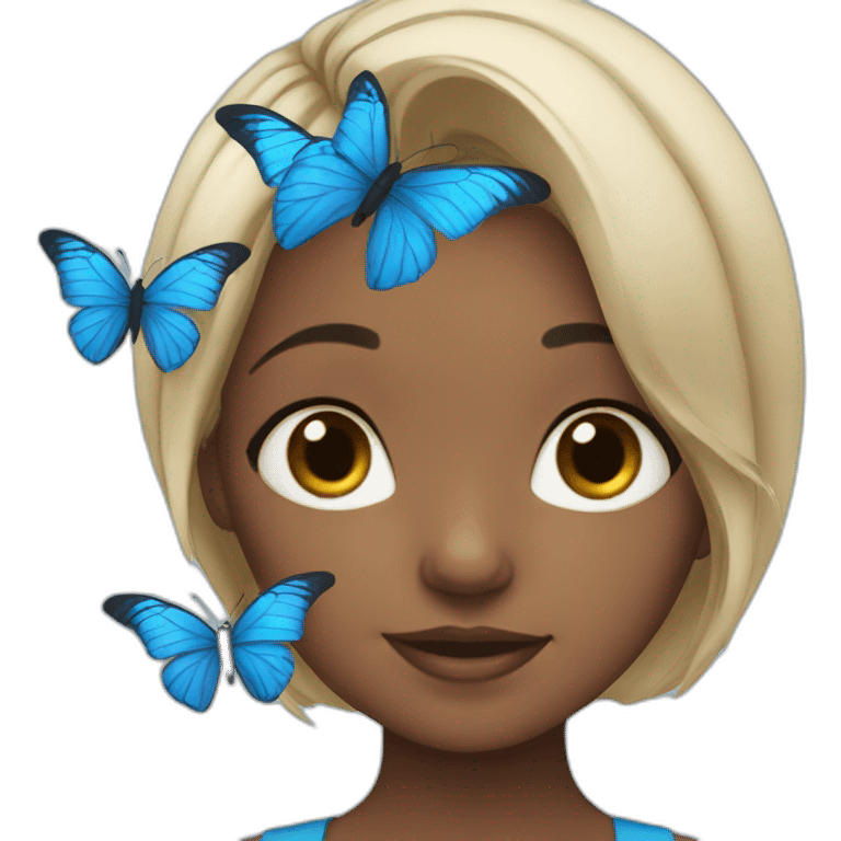 Girl blue butterflies emoji