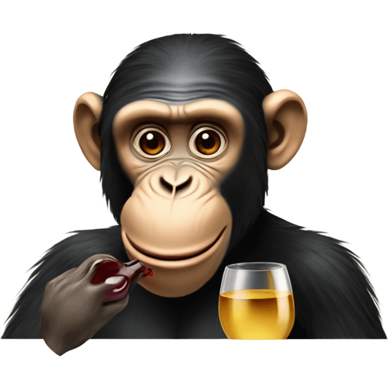 A chimp and a goose drinking wine emoji