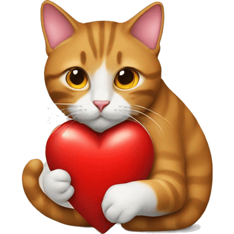 Red Heart with a cat behing it emoji