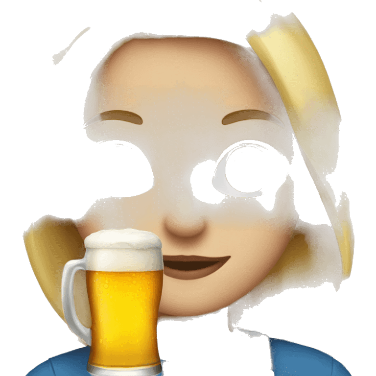 Blondes girl with a beer emoji