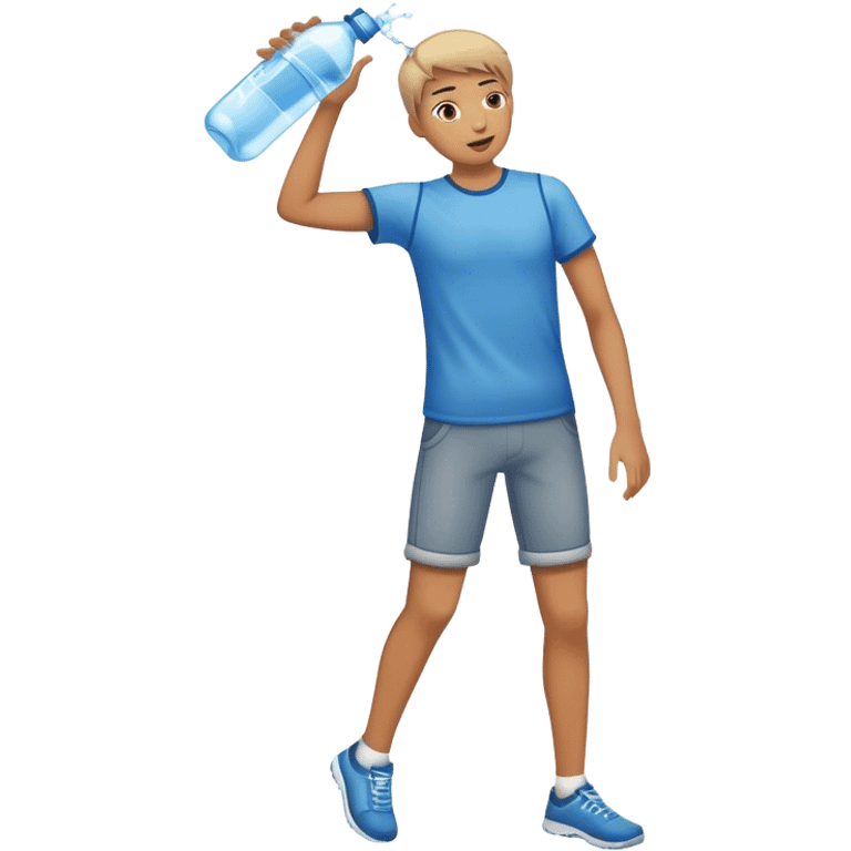 full length teenager throwing a water bottle emoji