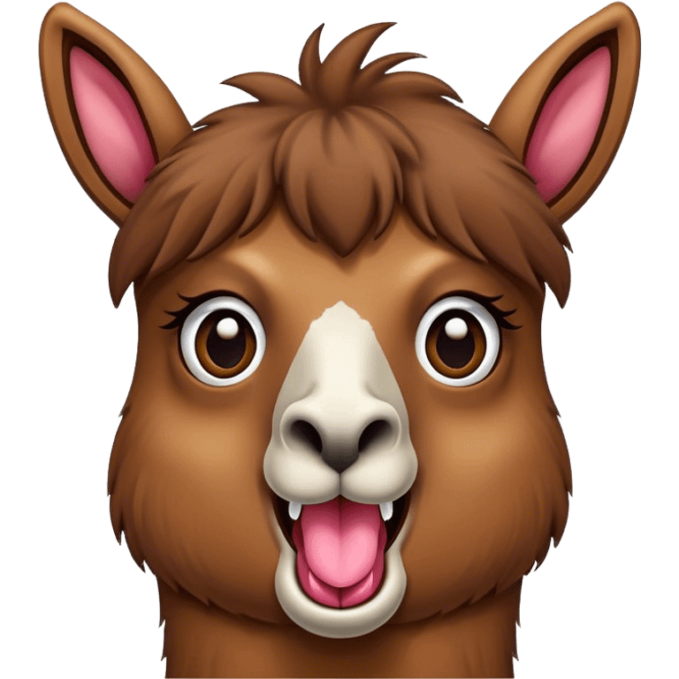 llama silly face, long tongue sticking out emoji