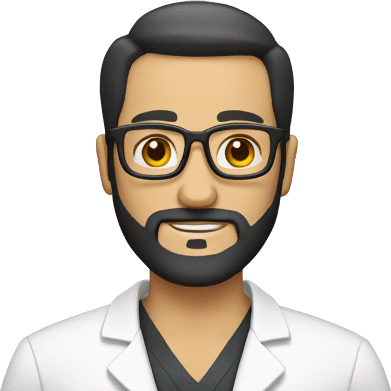 Bald tan male doctor with black beard and a crown emoji