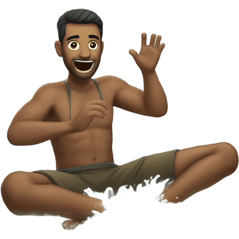 Man doing a manu in a river emoji