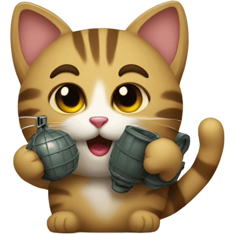 cat holding a grenade  emoji