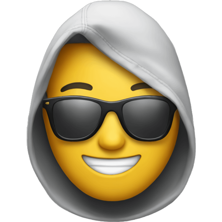 happy face in a hoddie wearing sunglasses  emoji