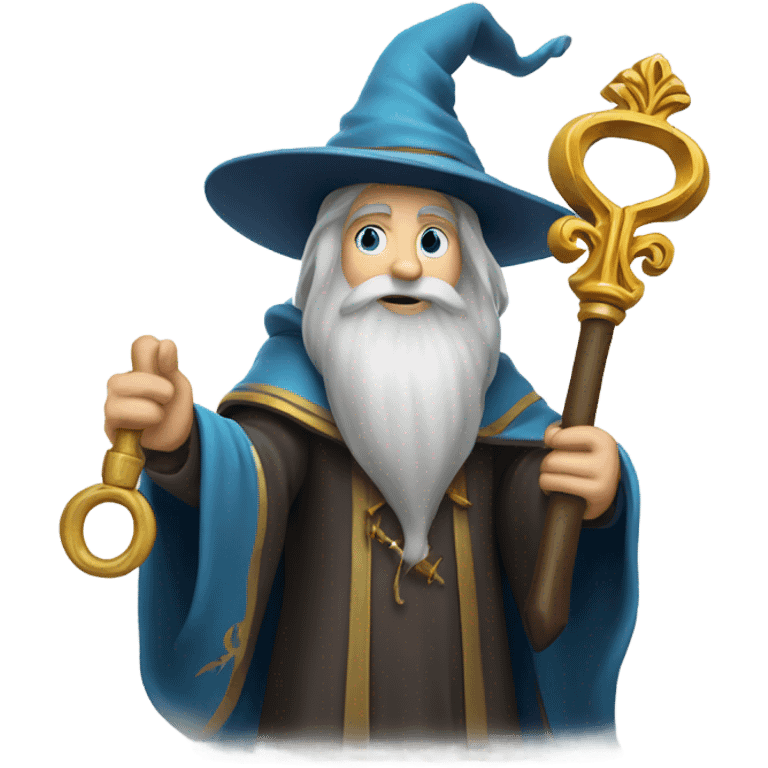 male wizard have holding big key emoji