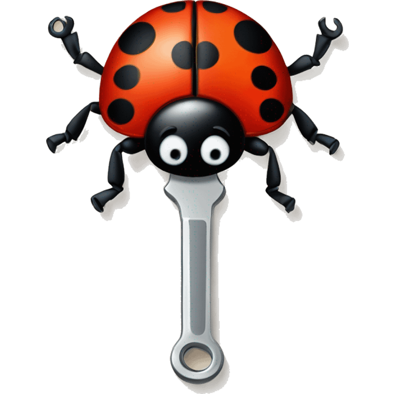 create a vector base Lady Beetle Emoji with a wrench  emoji