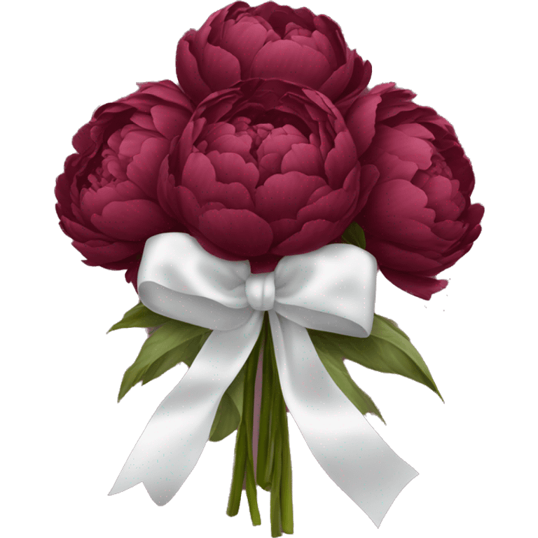 Big bouquet of burgundy peonies with a white satin ribbon emoji