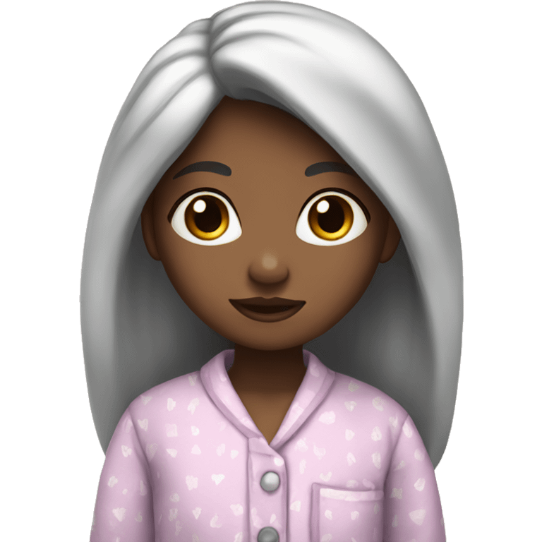 Girl with white skin and black hair wearing pajamas emoji