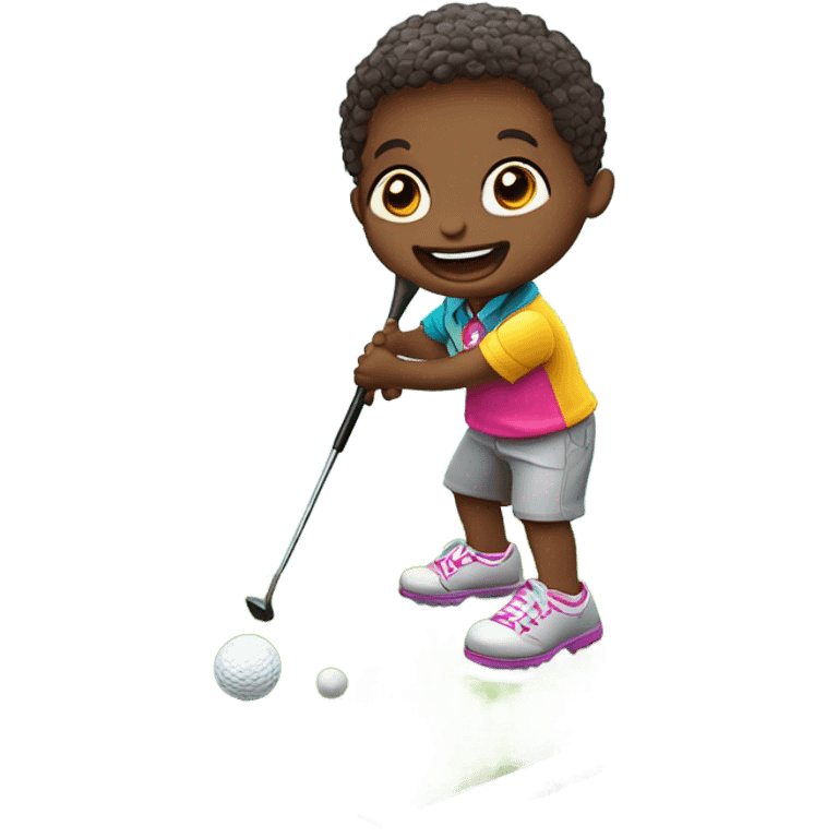 Toddler playing golf emoji