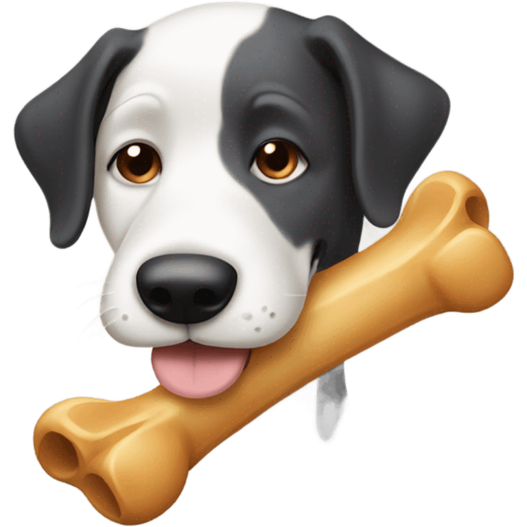 Dog chewing bone emoji