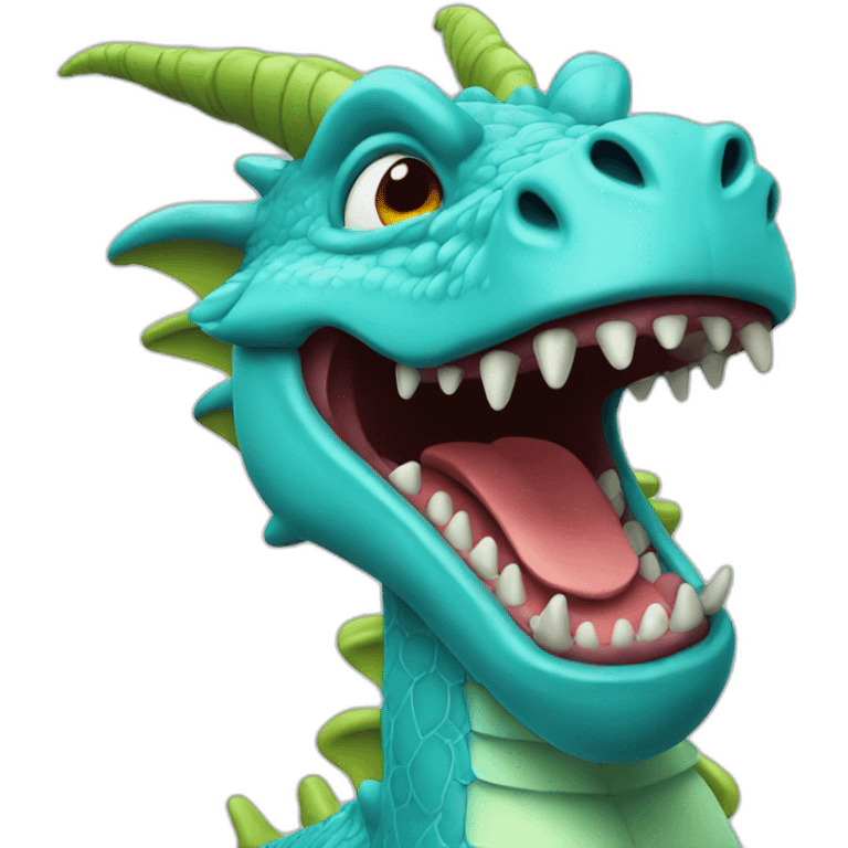 Cyan dragon happy emoji