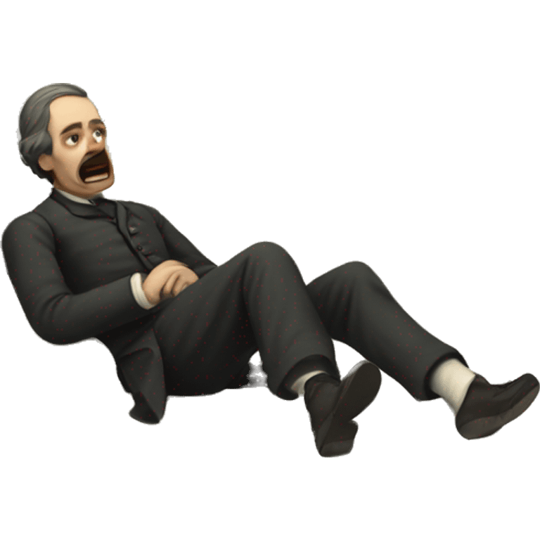 A sick man on a bed in 1870 emoji