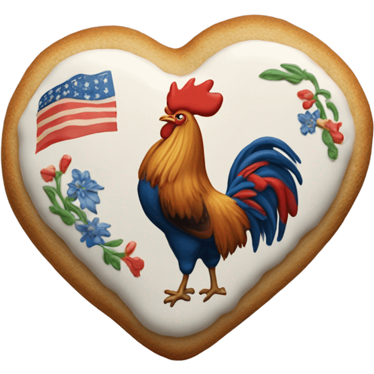 cookie heart with country rooster emoji