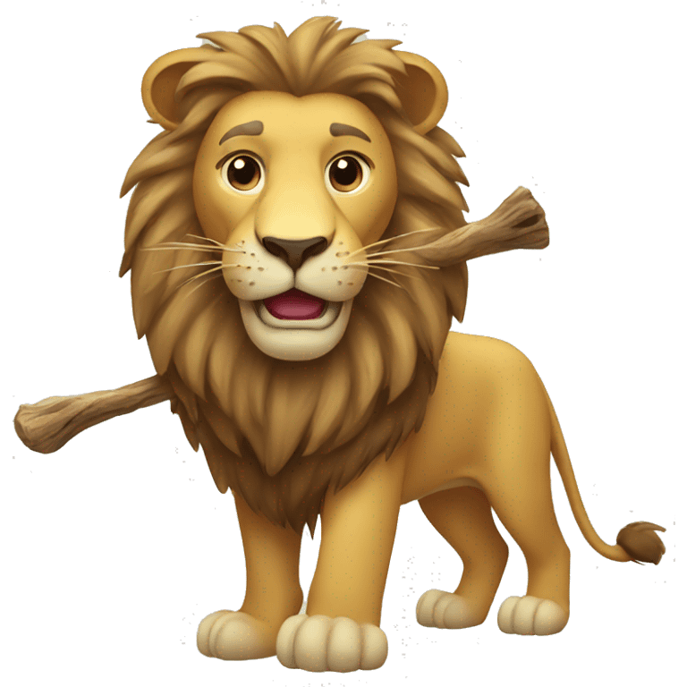 Lion with stick emoji