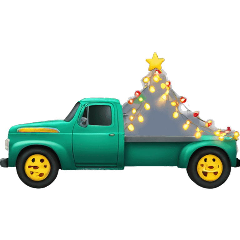 Truck with Christmas lights on it  emoji