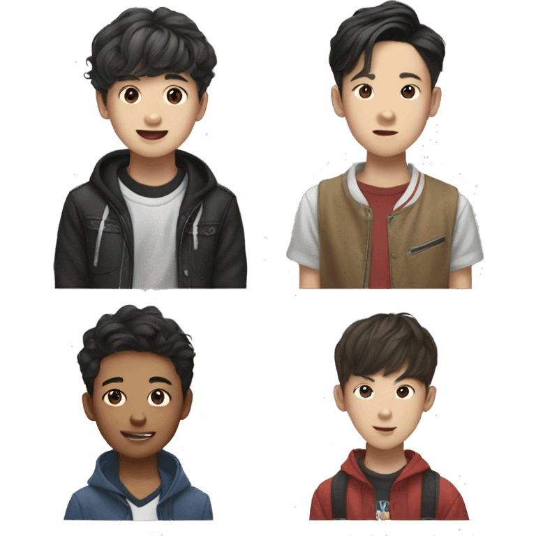 4 members in a young korean boy band  emoji