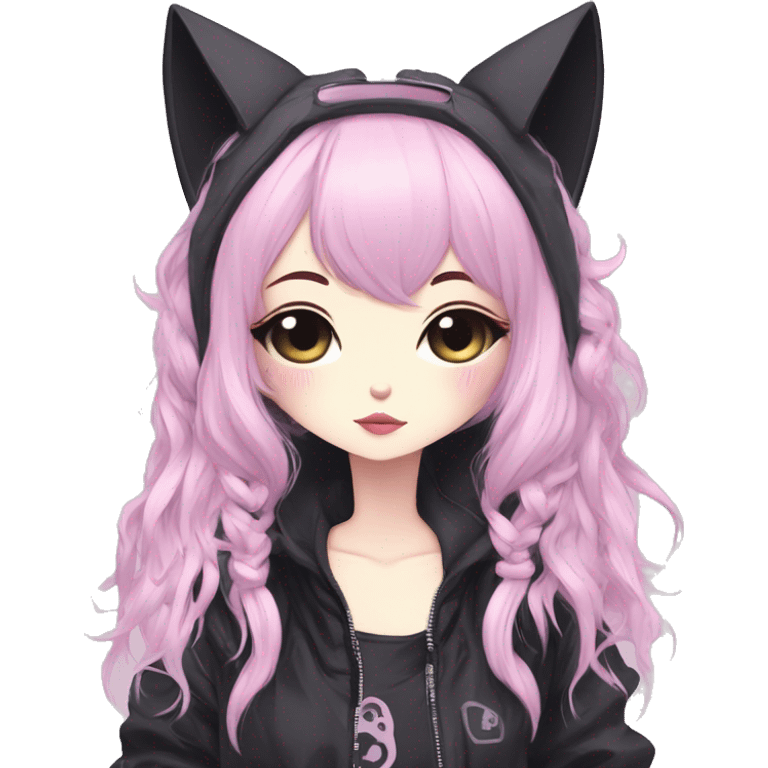 Edgy Kawaii Cute Cool Pastel Cartoon Beautiful Elegant Pretty Anime Punk Techwear Gothic Catgirl emoji