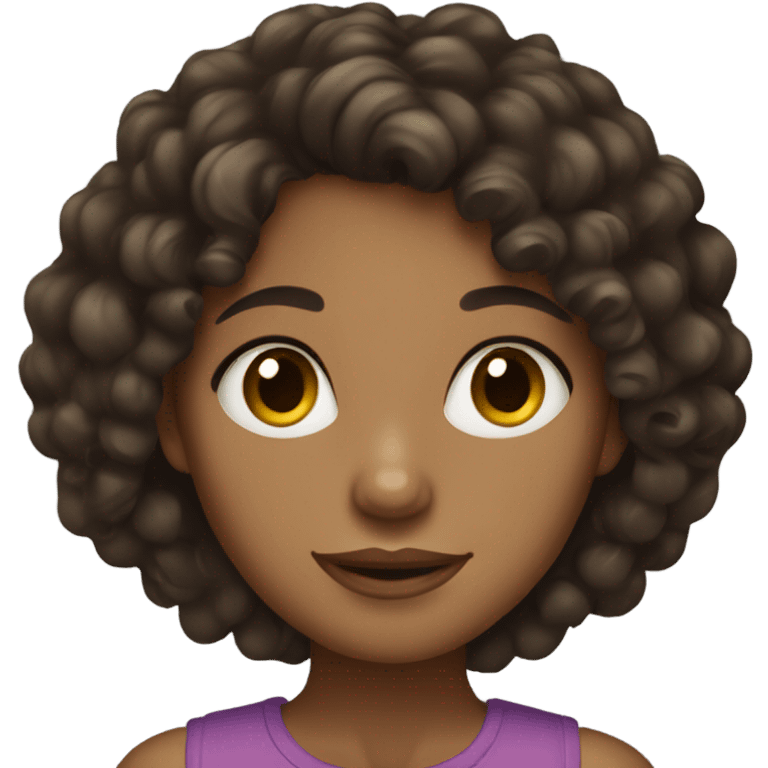 Dark brown curly hair girl with olive skin emoji