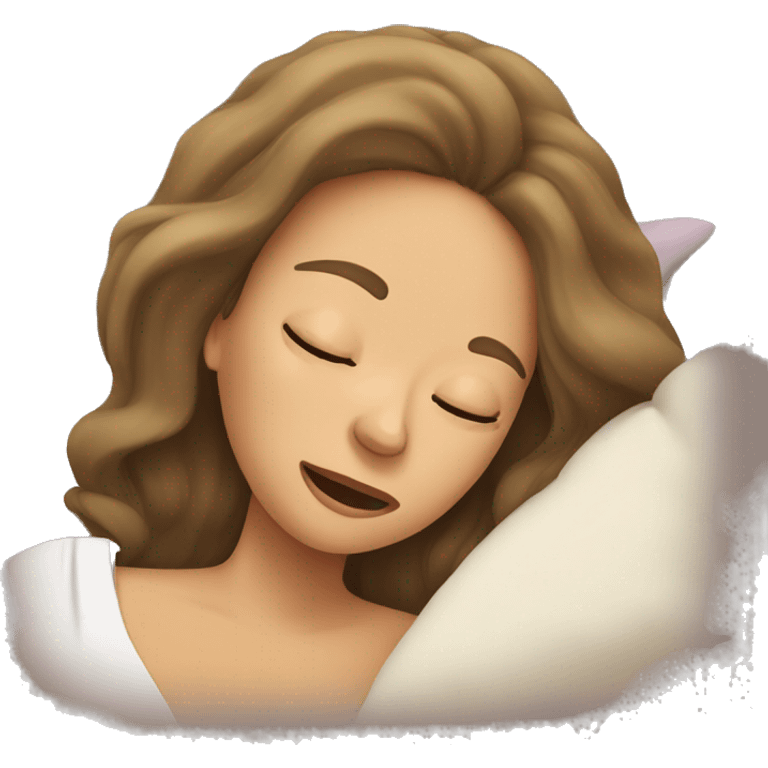 woman with long hair, snoring, in bed emoji