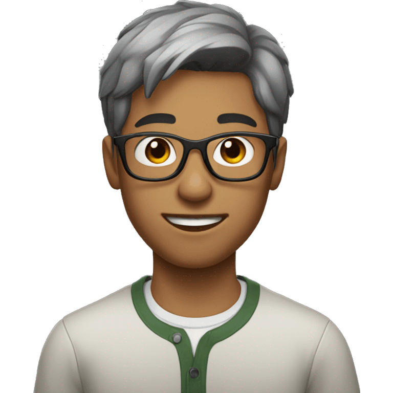 young man with short dark brown hair and glasses emoji