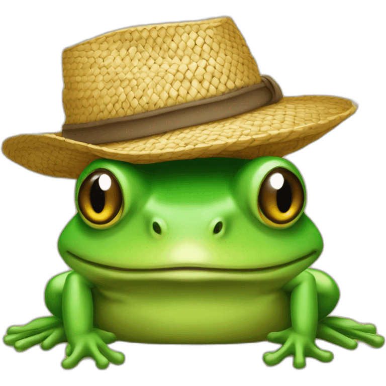 Grenouille avec un chapeau de paille emoji