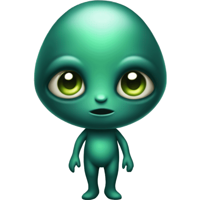 A dark green alien doll with big eyes and cute appearance emoji