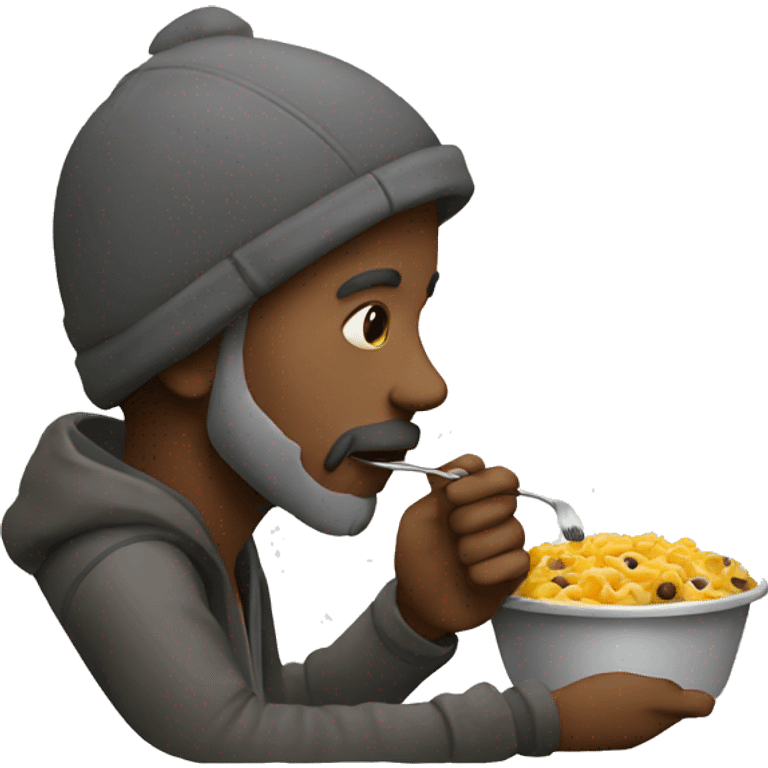 Homeless man eating emoji