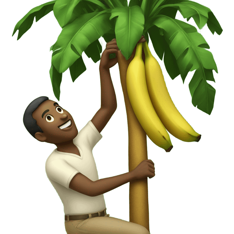 African american man climbing a banana tree emoji