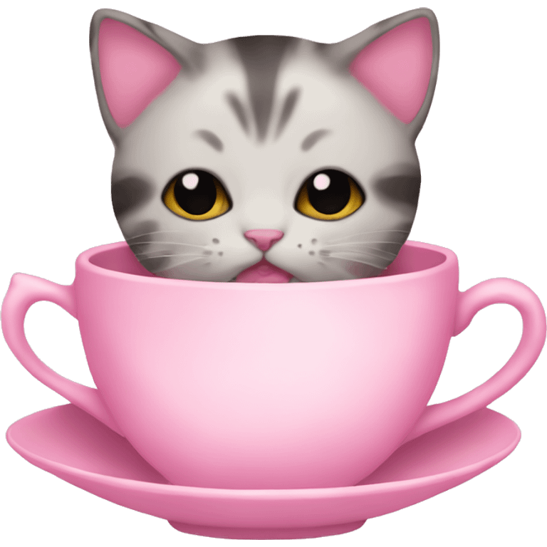 Kitty inside a teacup pink aesthetic emoji