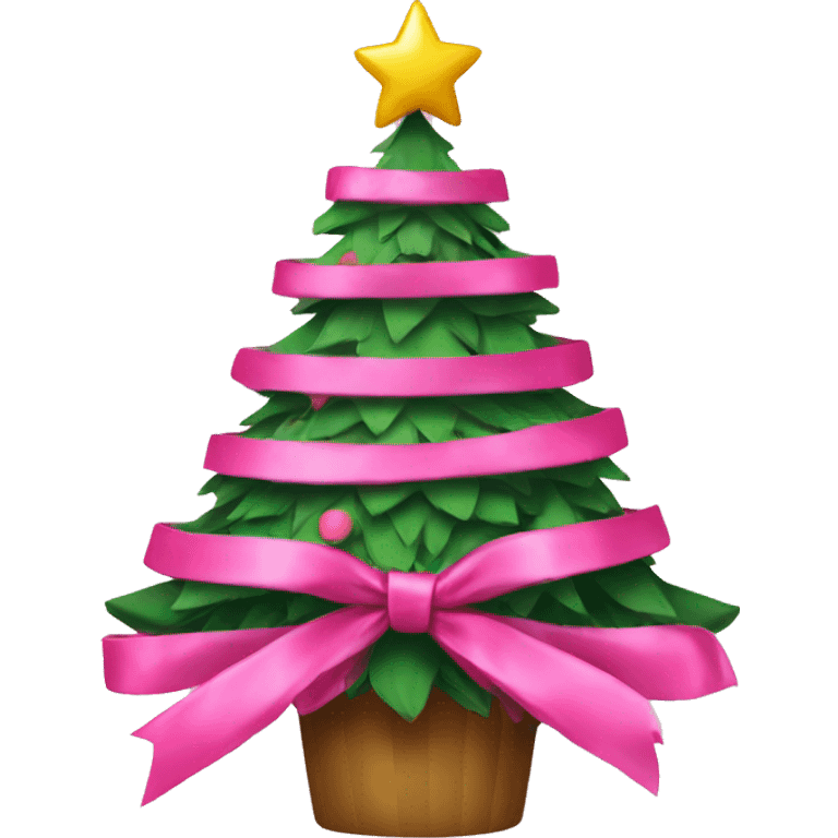 christmas tree with pink bows emoji