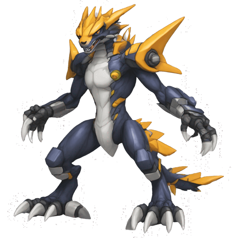  Cool Edgy Digimon-Fakemon-Garurumon-Greymon with edgy markings full body emoji