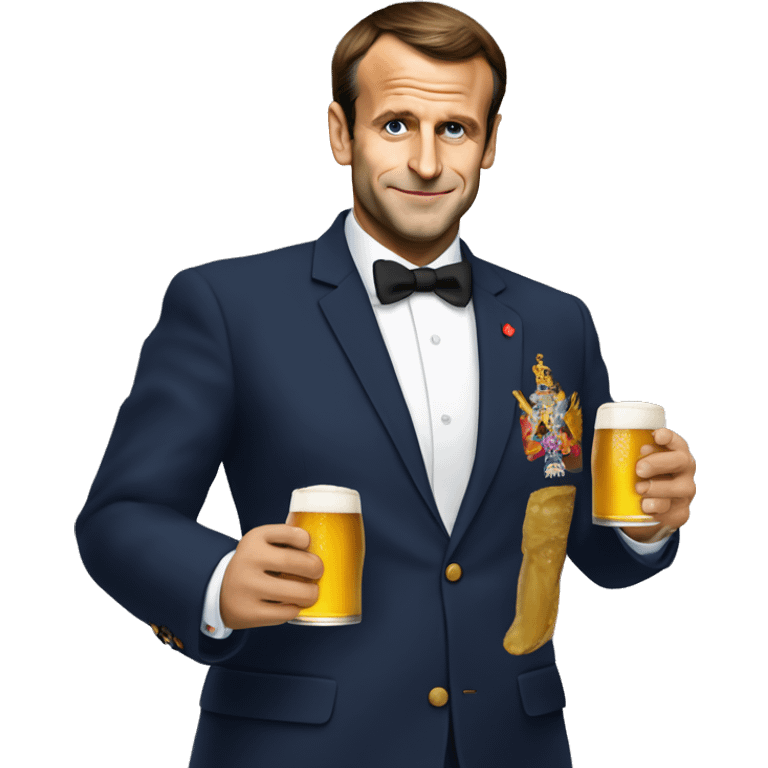 Emanuel Macron qui boit une bière  emoji