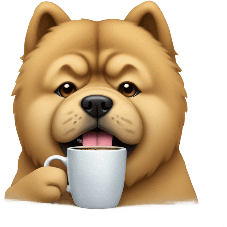 chow chow tired holding coffee emoji