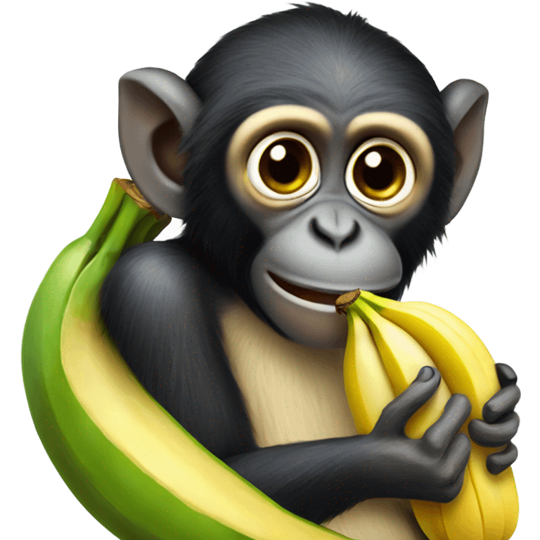 Spider monkey eating banana  emoji