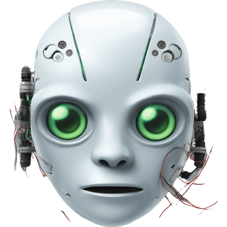 Alien robot head with wires and circuits emoji