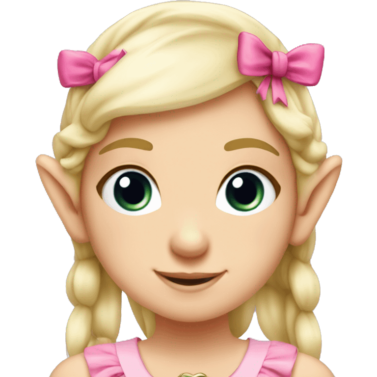 cute elf girl blonde hair with pink bows emoji