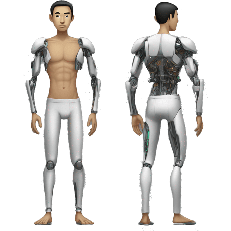 Skinny asian man cyborg emoji