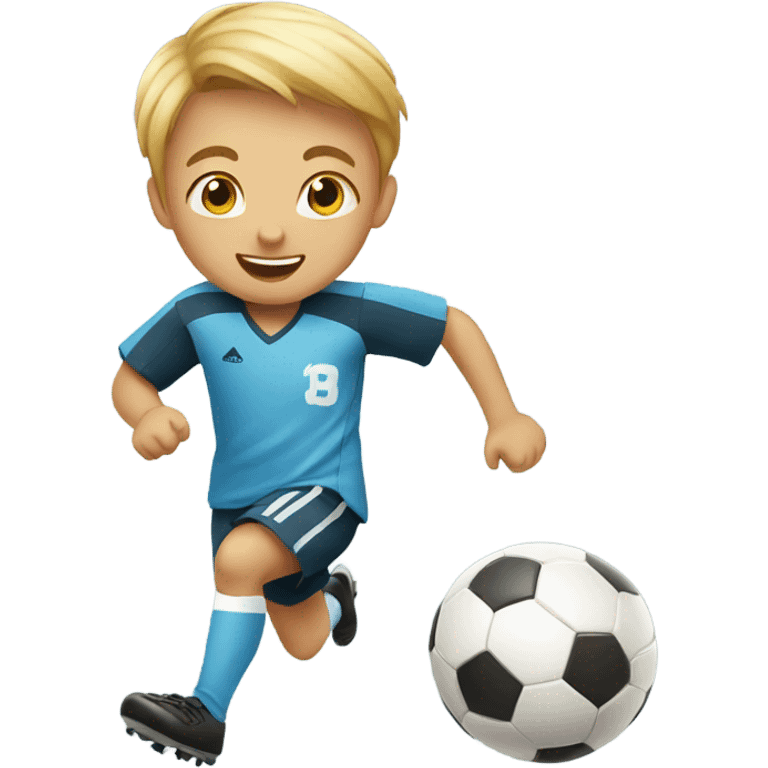 little boy playing soccer emoji