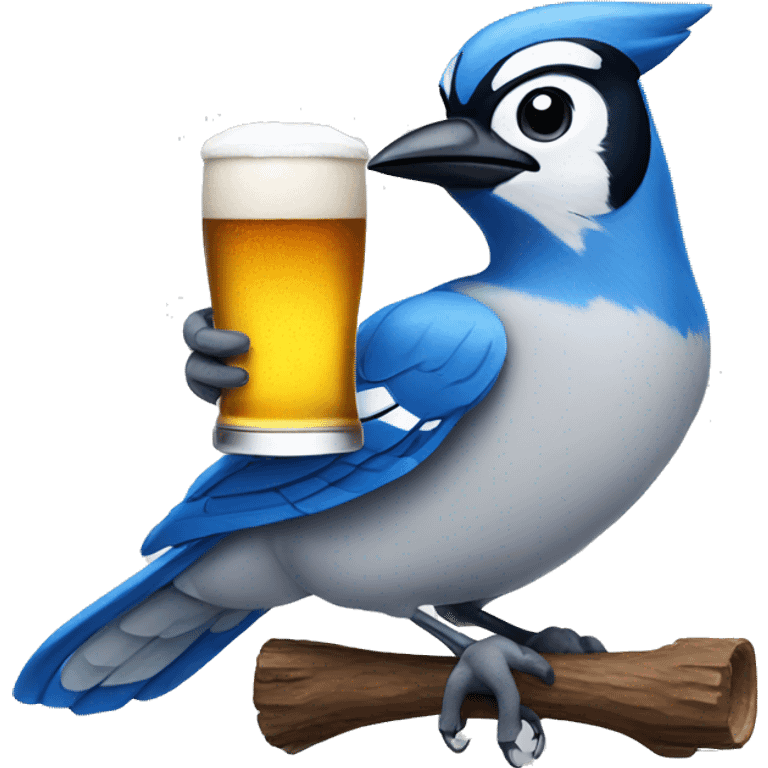 blue jay holding a beer emoji