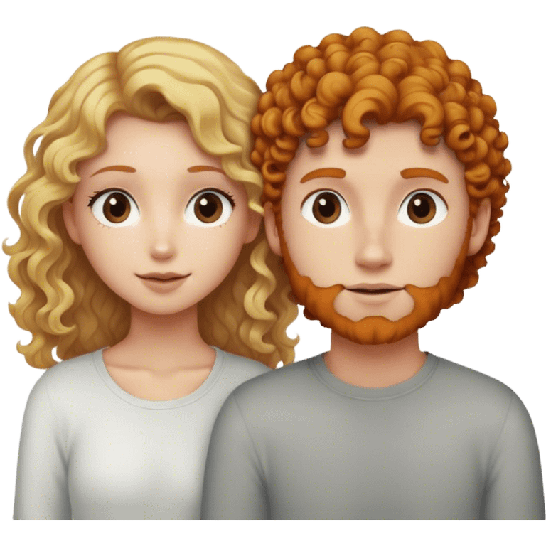 Blonde straight hair girl and ginger curly hair boyfriend  emoji